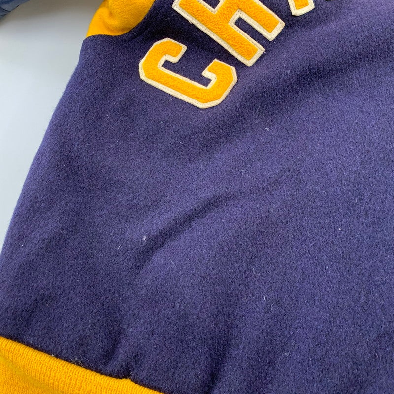 【中古品】【メンズ】 FORDHAM フォーダム 襟付き 70-80S WOOL×LEATHER VARSITY JACKET ウール レザー バーシティ ジャケット アウター 146-260825-cs-12-izu サイズ：38 カラー：ネイビー×イエロー 万代Net店