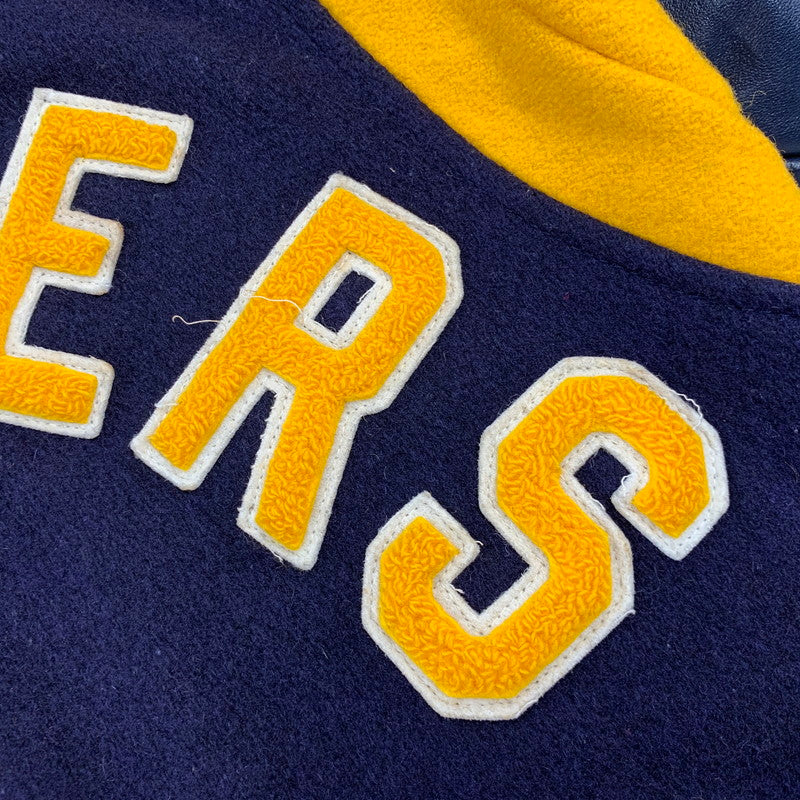 【中古品】【メンズ】 FORDHAM フォーダム 襟付き 70-80S WOOL×LEATHER VARSITY JACKET ウール レザー バーシティ ジャケット アウター 146-260825-cs-12-izu サイズ：38 カラー：ネイビー×イエロー 万代Net店