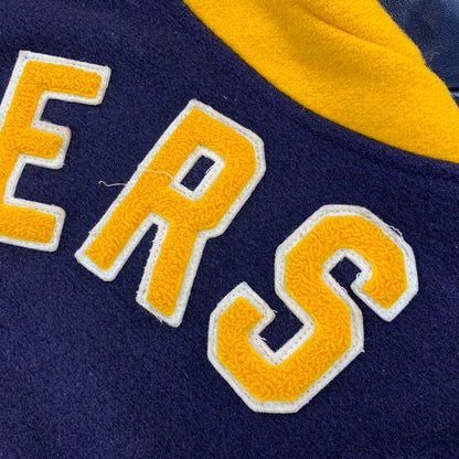 【中古品】【メンズ】 FORDHAM フォーダム 襟付き 70-80S WOOL×LEATHER VARSITY JACKET ウール レザー バーシティ ジャケット アウター 146-260825-cs-12-izu サイズ：38 カラー：ネイビー×イエロー 万代Net店