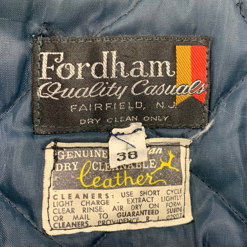 【中古品】【メンズ】 FORDHAM フォーダム 襟付き 70-80S WOOL×LEATHER VARSITY JACKET ウール レザー バーシティ ジャケット アウター 146-260825-cs-12-izu サイズ：38 カラー：ネイビー×イエロー 万代Net店