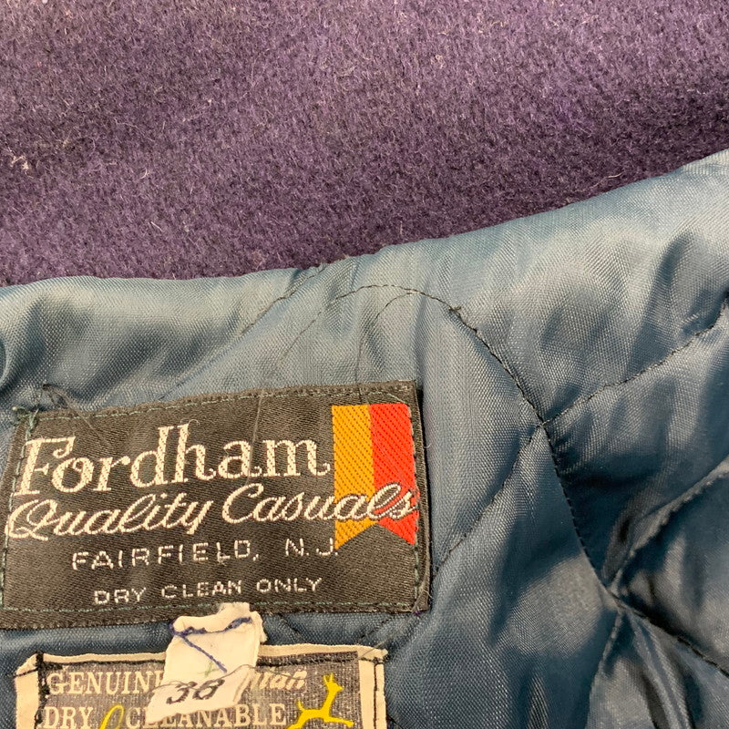 【中古品】【メンズ】 FORDHAM フォーダム 襟付き 70-80S WOOL×LEATHER VARSITY JACKET ウール レザー バーシティ ジャケット アウター 146-260825-cs-12-izu サイズ：38 カラー：ネイビー×イエロー 万代Net店