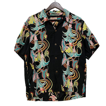 【現状渡し品】【メンズ】 SUN SURF サンサーフ RAYON HAWAIIAN SHIRT M32529 レーヨン ハワイアンシャツ 半袖 145-260903-as-40-izu サイズ：S カラー：ブラック系 万代Net店