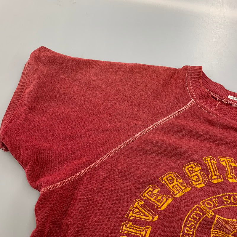 【現状渡し品】【メンズ】 USED UNIVERSITY SOUTHERN CALIFORNIA RAGLAN S S SWEAT SHIRT ラグラン ショートスリーブ スウェット シャツ トップス 半袖 146-260827-cs-03-izu サイズ：不明 カラー：レッド 万代Net店
