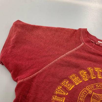 【現状渡し品】【メンズ】 USED UNIVERSITY SOUTHERN CALIFORNIA RAGLAN S S SWEAT SHIRT ラグラン ショートスリーブ スウェット シャツ トップス 半袖 146-260827-cs-03-izu サイズ：不明 カラー：レッド 万代Net店