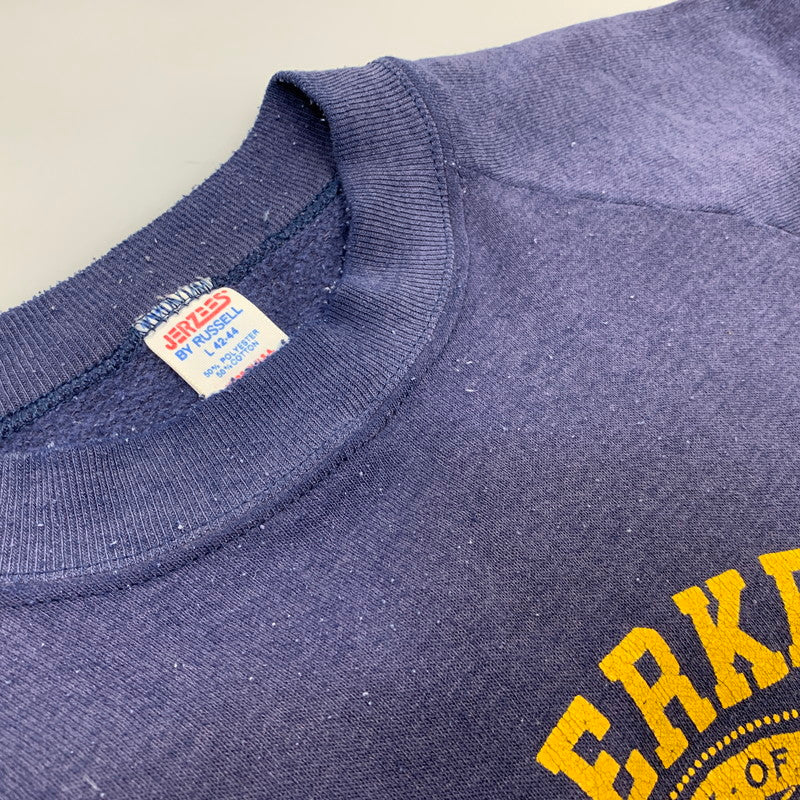 【中古品】【メンズ】 JERZEES BY RUSSELL ジャージーズ バイ ラッセル USA製 80’S U.C.BERKELEY RAGLAN LS SWEAT SHIRT ラグラン ロングスリーブ スウェット シャツ トップス 長袖 146-260905-cs-22-izu サイズ：L カラー：ネイビー 万代Net店