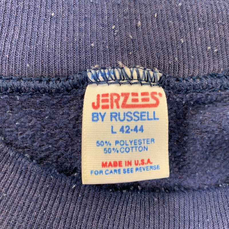 【中古品】【メンズ】 JERZEES BY RUSSELL ジャージーズ バイ ラッセル USA製 80’S U.C.BERKELEY RAGLAN LS SWEAT SHIRT ラグラン ロングスリーブ スウェット シャツ トップス 長袖 146-260905-cs-22-izu サイズ：L カラー：ネイビー 万代Net店