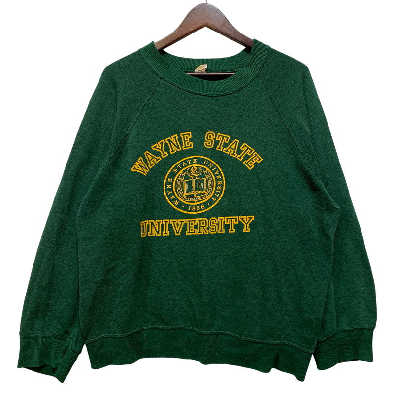 【中古品】【メンズ】 VELVA SHEEN ベルバシーン USA製 70～80’S WAYNE STATE UNIVERSITY RAGLAN SWEAT SHIRT ユニバーシティ ラグラン スウェット シャツ トップス 146-260827-yn-10-izu サイズ：L カラー：グリーン 万代Net店