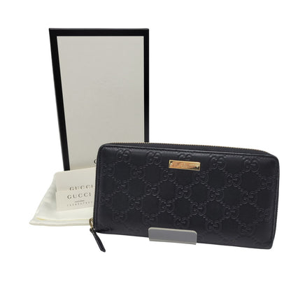 【中古品】【メンズ/レディース】 GUCCI グッチ 307980 グッチシマ ラウンド ファスナー 長財布 サイフ ウォレット 181-260826-ay-07-izu カラー：ブラック 万代Net店