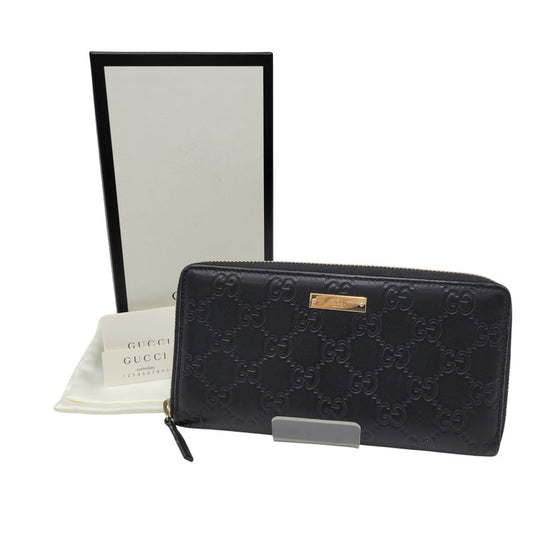 【中古品】【メンズ/レディース】 GUCCI グッチ 307980 グッチシマ ラウンド ファスナー 長財布 サイフ ウォレット 181-260826-ay-07-izu カラー：ブラック 万代Net店