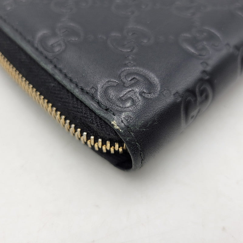 【中古品】【メンズ/レディース】 GUCCI グッチ 307980 グッチシマ ラウンド ファスナー 長財布 サイフ ウォレット 181-260826-ay-07-izu カラー：ブラック 万代Net店