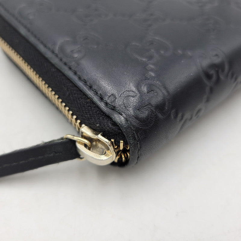 【中古品】【メンズ/レディース】 GUCCI グッチ 307980 グッチシマ ラウンド ファスナー 長財布 サイフ ウォレット 181-260826-ay-07-izu カラー：ブラック 万代Net店
