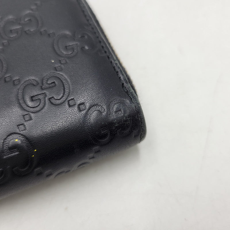 【中古品】【メンズ/レディース】 GUCCI グッチ 307980 グッチシマ ラウンド ファスナー 長財布 サイフ ウォレット 181-260826-ay-07-izu カラー：ブラック 万代Net店