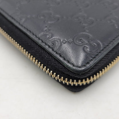 【中古品】【メンズ/レディース】 GUCCI グッチ 307980 グッチシマ ラウンド ファスナー 長財布 サイフ ウォレット 181-260826-ay-07-izu カラー：ブラック 万代Net店