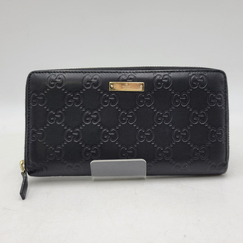 【中古品】【メンズ/レディース】 GUCCI グッチ 307980 グッチシマ ラウンド ファスナー 長財布 サイフ ウォレット 181-260826-ay-07-izu カラー：ブラック 万代Net店