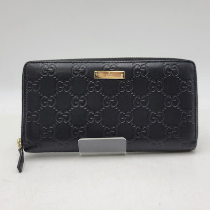 【中古品】【メンズ/レディース】 GUCCI グッチ 307980 グッチシマ ラウンド ファスナー 長財布 サイフ ウォレット 181-260826-ay-07-izu カラー：ブラック 万代Net店