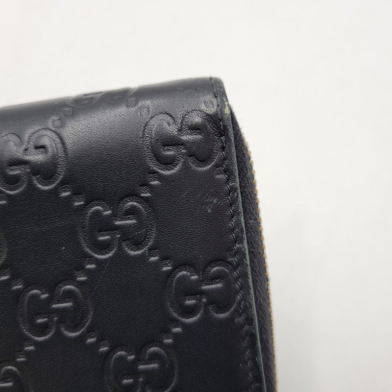 【中古品】【メンズ/レディース】 GUCCI グッチ 307980 グッチシマ ラウンド ファスナー 長財布 サイフ ウォレット 181-260826-ay-07-izu カラー：ブラック 万代Net店