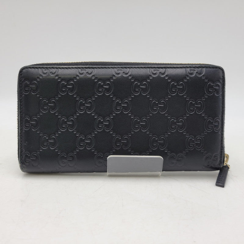 【中古品】【メンズ/レディース】 GUCCI グッチ 307980 グッチシマ ラウンド ファスナー 長財布 サイフ ウォレット 181-260826-ay-07-izu カラー：ブラック 万代Net店