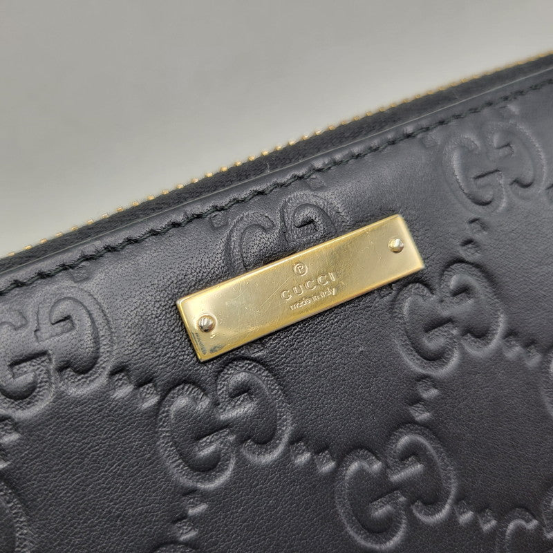 【中古品】【メンズ/レディース】 GUCCI グッチ 307980 グッチシマ ラウンド ファスナー 長財布 サイフ ウォレット 181-260826-ay-07-izu カラー：ブラック 万代Net店
