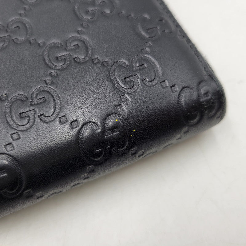 【中古品】【メンズ/レディース】 GUCCI グッチ 307980 グッチシマ ラウンド ファスナー 長財布 サイフ ウォレット 181-260826-ay-07-izu カラー：ブラック 万代Net店