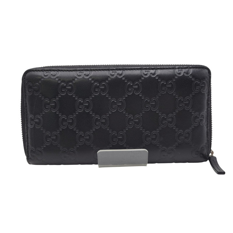 【中古品】【メンズ/レディース】 GUCCI グッチ ROUND ZIP LONG WALLET 307987 グッチシマ ラウンド ジップ ロングウォレット 財布 サイフ 181-260826-ay-06-izu カラー：ブラック 万代Net店