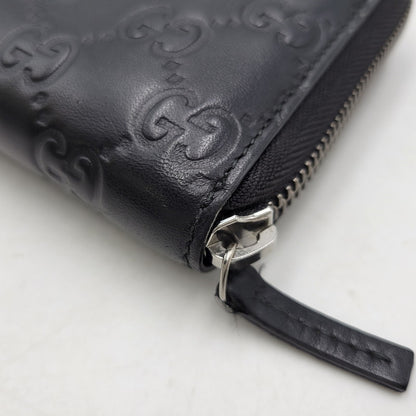 【中古品】【メンズ/レディース】 GUCCI グッチ ROUND ZIP LONG WALLET 307987 グッチシマ ラウンド ジップ ロングウォレット 財布 サイフ 181-260826-ay-06-izu カラー：ブラック 万代Net店