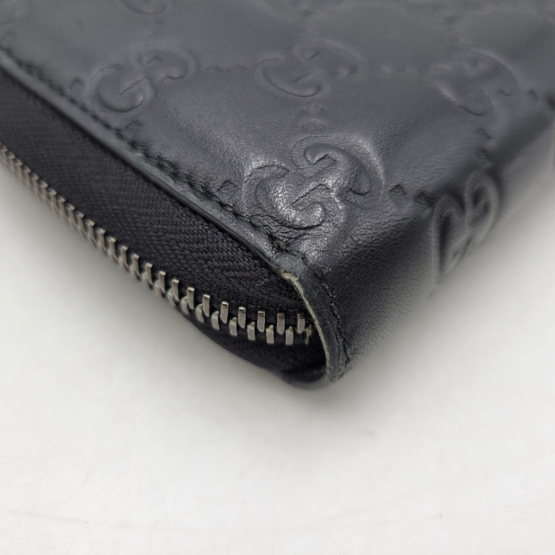 【中古品】【メンズ/レディース】 GUCCI グッチ ROUND ZIP LONG WALLET 307987 グッチシマ ラウンド ジップ ロングウォレット 財布 サイフ 181-260826-ay-06-izu カラー：ブラック 万代Net店