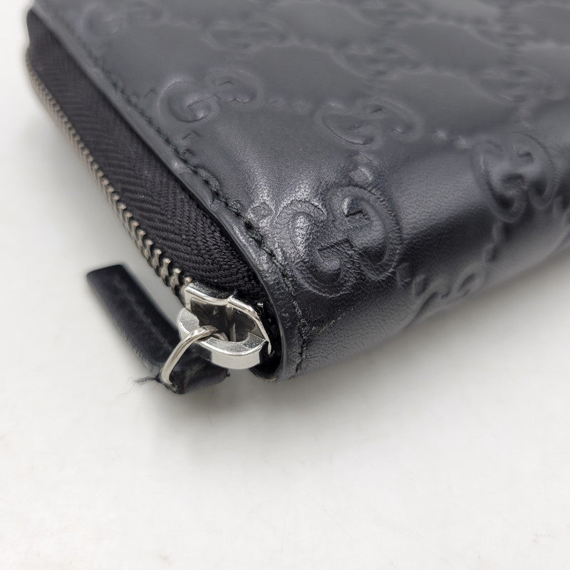 【中古品】【メンズ/レディース】 GUCCI グッチ ROUND ZIP LONG WALLET 307987 グッチシマ ラウンド ジップ ロングウォレット 財布 サイフ 181-260826-ay-06-izu カラー：ブラック 万代Net店