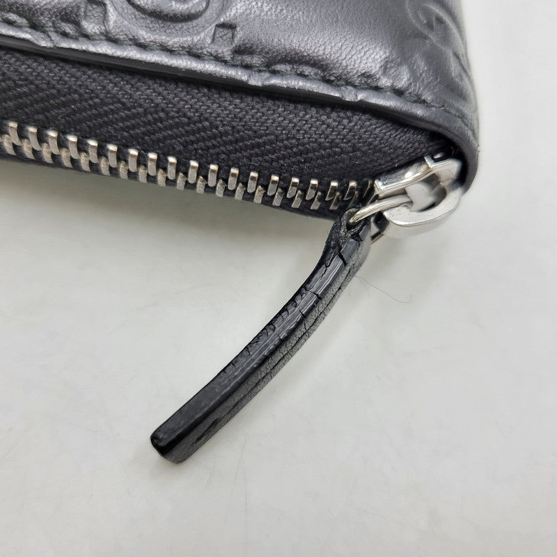 【中古品】【メンズ/レディース】 GUCCI グッチ ROUND ZIP LONG WALLET 307987 グッチシマ ラウンド ジップ ロングウォレット 財布 サイフ 181-260826-ay-06-izu カラー：ブラック 万代Net店