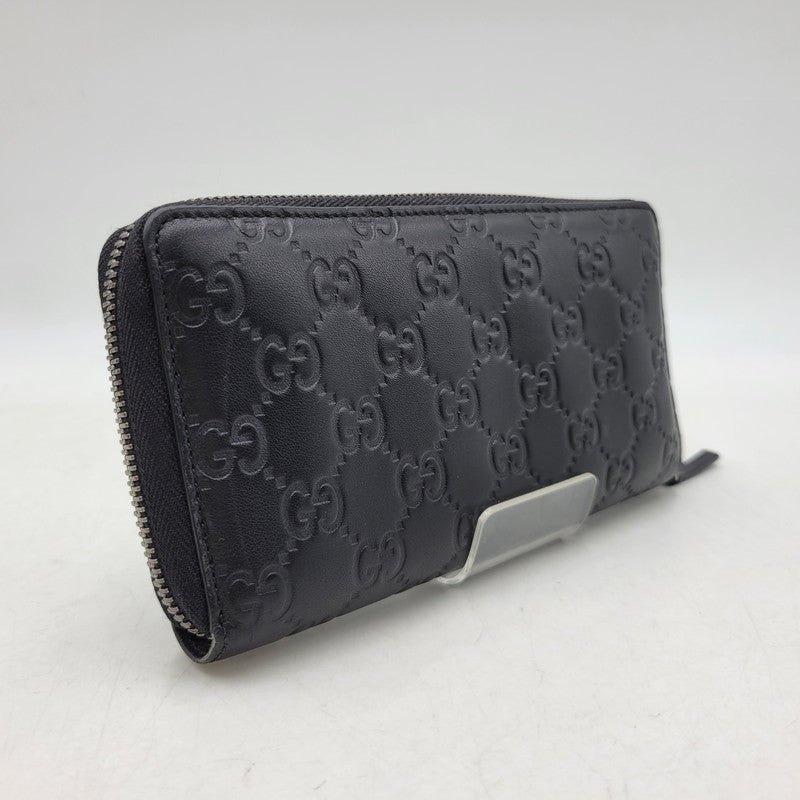 【中古品】【メンズ/レディース】 GUCCI グッチ ROUND ZIP LONG WALLET 307987 グッチシマ ラウンド ジップ ロングウォレット 財布 サイフ 181-260826-ay-06-izu カラー：ブラック 万代Net店