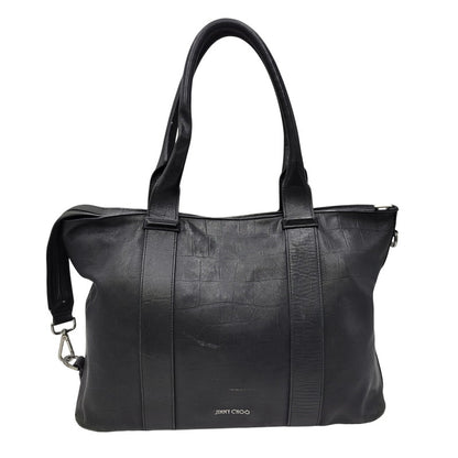 【現状渡し品】【メンズ/レディース】 JIMMY CHOO ジミーチュウ LEATHER TOTE BAG レザー トートバッグ クロコ型押し カバン 鞄 188-260826-ay-03-izu カラー：ブラック 万代Net店