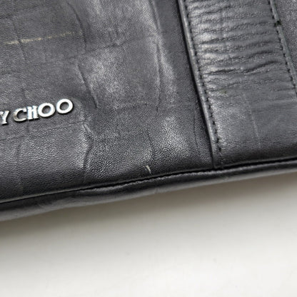 【現状渡し品】【メンズ/レディース】 JIMMY CHOO ジミーチュウ LEATHER TOTE BAG レザー トートバッグ クロコ型押し カバン 鞄 188-260826-ay-03-izu カラー：ブラック 万代Net店
