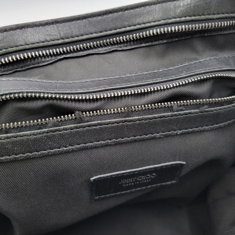 【現状渡し品】【メンズ/レディース】 JIMMY CHOO ジミーチュウ LEATHER TOTE BAG レザー トートバッグ クロコ型押し カバン 鞄 188-260826-ay-03-izu カラー：ブラック 万代Net店