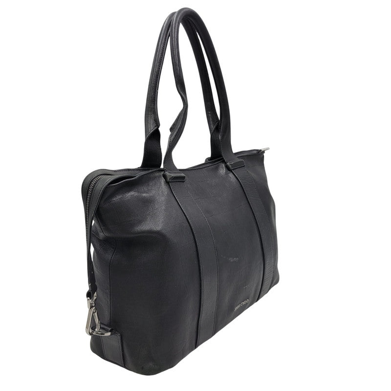 【現状渡し品】【メンズ/レディース】 JIMMY CHOO ジミーチュウ LEATHER TOTE BAG レザー トートバッグ クロコ型押し カバン 鞄 188-260826-ay-03-izu カラー：ブラック 万代Net店