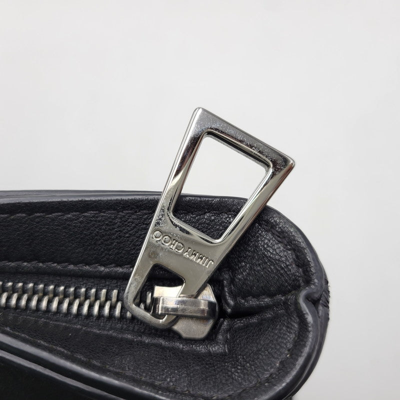【現状渡し品】【メンズ/レディース】 JIMMY CHOO ジミーチュウ LEATHER TOTE BAG レザー トートバッグ クロコ型押し カバン 鞄 188-260826-ay-03-izu カラー：ブラック 万代Net店