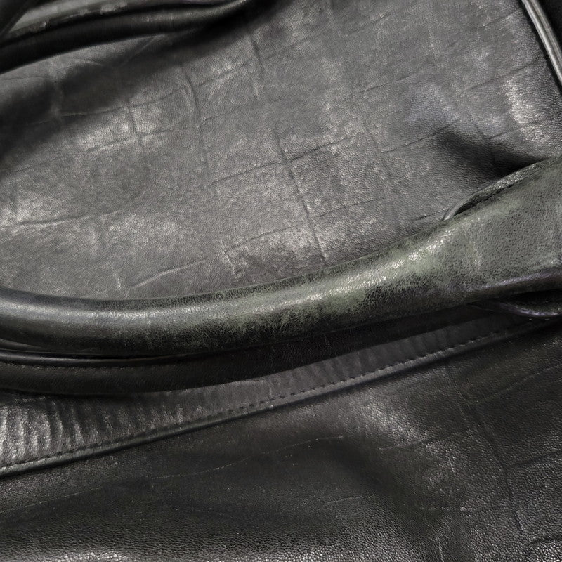 【現状渡し品】【メンズ/レディース】 JIMMY CHOO ジミーチュウ LEATHER TOTE BAG レザー トートバッグ クロコ型押し カバン 鞄 188-260826-ay-03-izu カラー：ブラック 万代Net店