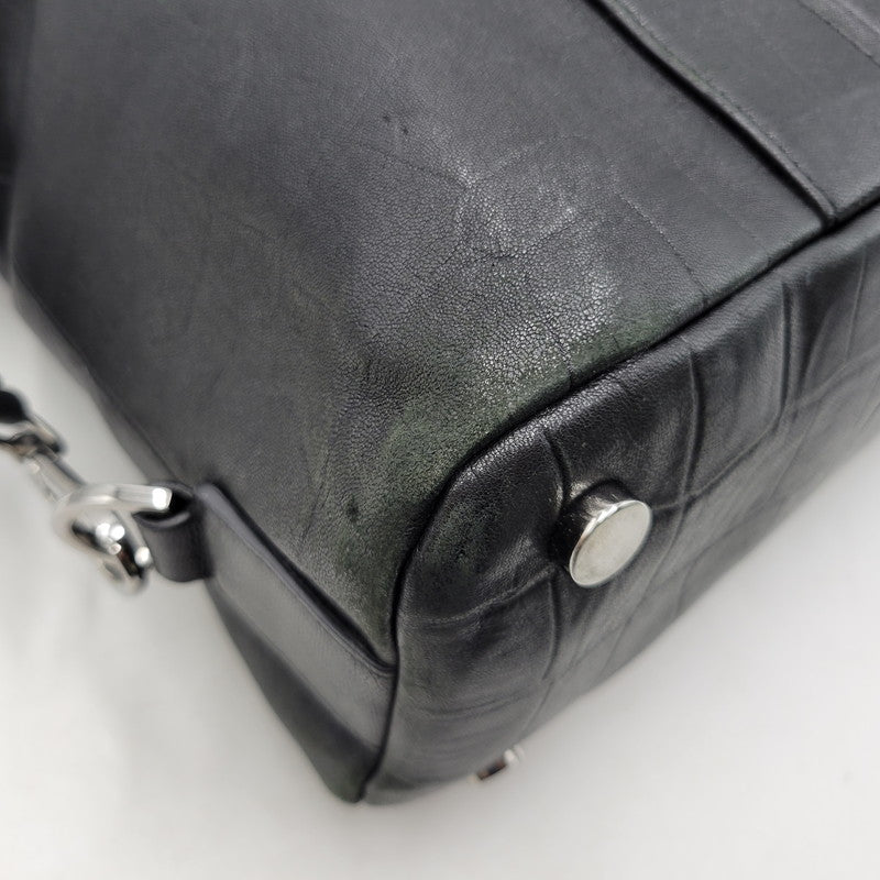 【現状渡し品】【メンズ/レディース】 JIMMY CHOO ジミーチュウ LEATHER TOTE BAG レザー トートバッグ クロコ型押し カバン 鞄 188-260826-ay-03-izu カラー：ブラック 万代Net店