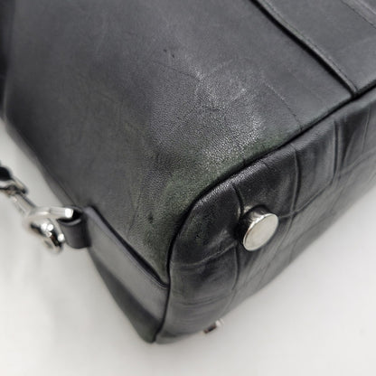 【現状渡し品】【メンズ/レディース】 JIMMY CHOO ジミーチュウ LEATHER TOTE BAG レザー トートバッグ クロコ型押し カバン 鞄 188-260826-ay-03-izu カラー：ブラック 万代Net店