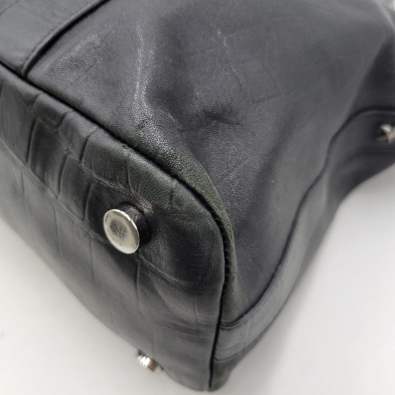 【現状渡し品】【メンズ/レディース】 JIMMY CHOO ジミーチュウ LEATHER TOTE BAG レザー トートバッグ クロコ型押し カバン 鞄 188-260826-ay-03-izu カラー：ブラック 万代Net店