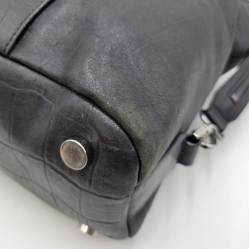 【現状渡し品】【メンズ/レディース】 JIMMY CHOO ジミーチュウ LEATHER TOTE BAG レザー トートバッグ クロコ型押し カバン 鞄 188-260826-ay-03-izu カラー：ブラック 万代Net店