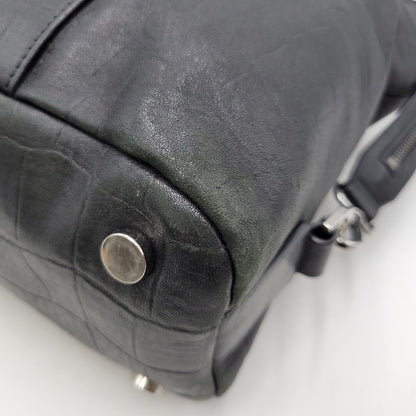 【現状渡し品】【メンズ/レディース】 JIMMY CHOO ジミーチュウ LEATHER TOTE BAG レザー トートバッグ クロコ型押し カバン 鞄 188-260826-ay-03-izu カラー：ブラック 万代Net店