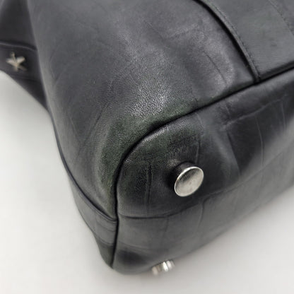 【現状渡し品】【メンズ/レディース】 JIMMY CHOO ジミーチュウ LEATHER TOTE BAG レザー トートバッグ クロコ型押し カバン 鞄 188-260826-ay-03-izu カラー：ブラック 万代Net店