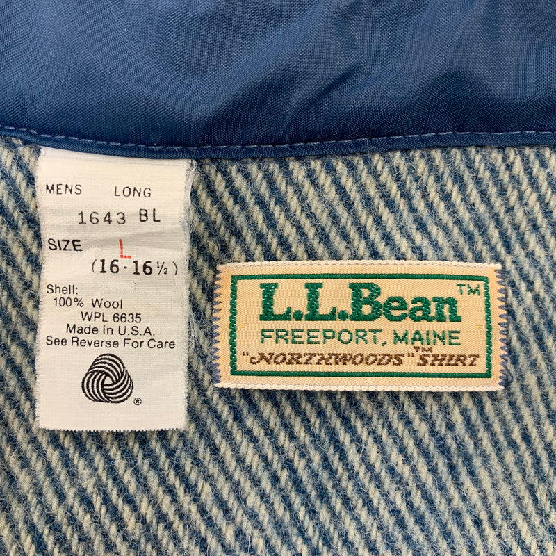 【中古品】【メンズ】 L.L.Bean エルエルビーン WOOL L/S SHIRT 1643 ウール ロングスリーブ シャツ 長袖 USA製 146-260903-as-37-izu サイズ：L カラー：ブルー 万代Net店