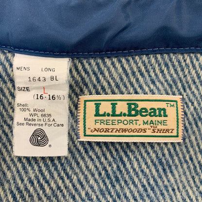【中古品】【メンズ】 L.L.Bean エルエルビーン WOOL L/S SHIRT 1643 ウール ロングスリーブ シャツ 長袖 USA製 146-260903-as-37-izu サイズ：L カラー：ブルー 万代Net店