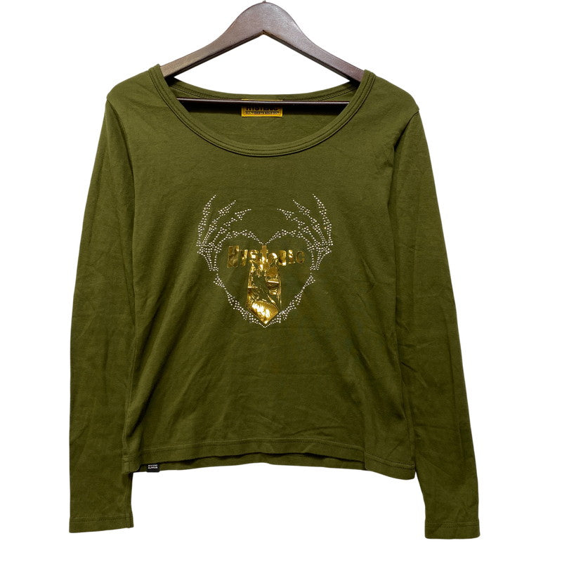 【中古品】【レディース】 HYSTERIC GLAMOUR ヒステリックグラマー 01253CL06 SKELETON HANDS チビTシャツ トップス 長袖 168-260914-cs-14-izu サイズ：FREE カラー：カーキ 万代Net店