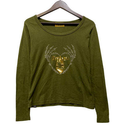 【中古品】【レディース】 HYSTERIC GLAMOUR ヒステリックグラマー 01253CL06 SKELETON HANDS チビTシャツ トップス 長袖 168-260914-cs-14-izu サイズ：FREE カラー：カーキ 万代Net店