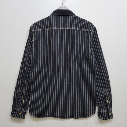 【中古品】【メンズ】 VANSON バンソン WABASH STRIPE L S WORK SHIRT ウォバッシュ ストライプ ロングスリーブ ワーク シャツ トップス 長袖 145-260906-ya-11-izu サイズ：M カラー：ネイビー 万代Net店
