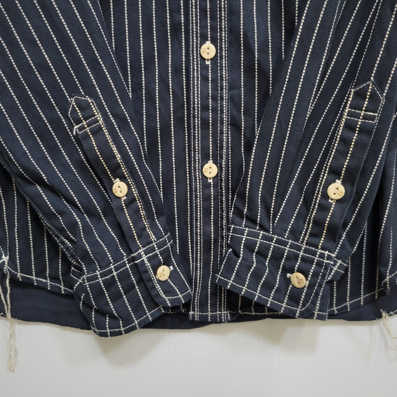 【中古品】【メンズ】 VANSON バンソン WABASH STRIPE L S WORK SHIRT ウォバッシュ ストライプ ロングスリーブ ワーク シャツ トップス 長袖 145-260906-ya-11-izu サイズ：M カラー：ネイビー 万代Net店