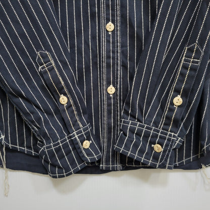 【中古品】【メンズ】 VANSON バンソン WABASH STRIPE L S WORK SHIRT ウォバッシュ ストライプ ロングスリーブ ワーク シャツ トップス 長袖 145-260906-ya-11-izu サイズ：M カラー：ネイビー 万代Net店