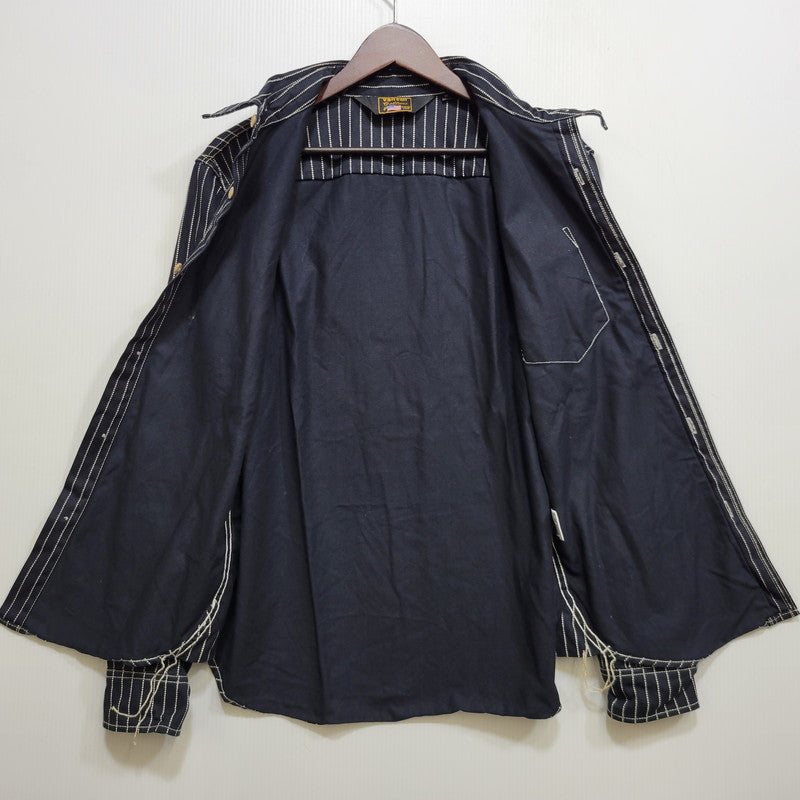 【中古品】【メンズ】 VANSON バンソン WABASH STRIPE L S WORK SHIRT ウォバッシュ ストライプ ロングスリーブ ワーク シャツ トップス 長袖 145-260906-ya-11-izu サイズ：M カラー：ネイビー 万代Net店
