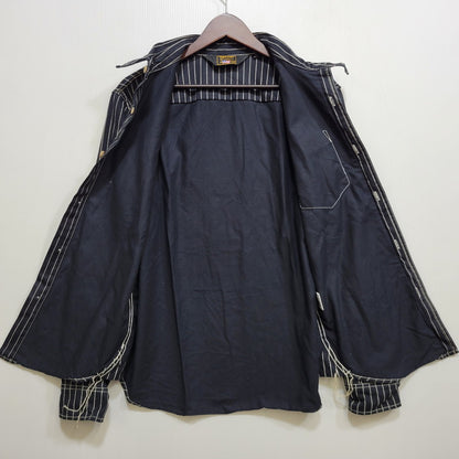 【中古品】【メンズ】 VANSON バンソン WABASH STRIPE L S WORK SHIRT ウォバッシュ ストライプ ロングスリーブ ワーク シャツ トップス 長袖 145-260906-ya-11-izu サイズ：M カラー：ネイビー 万代Net店